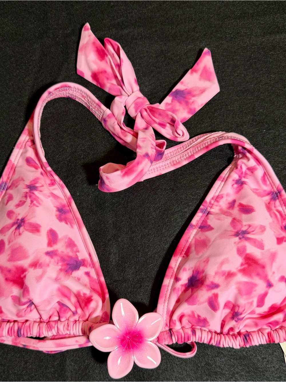No Boundaries Pink Floral Tall Triangle Swim Top